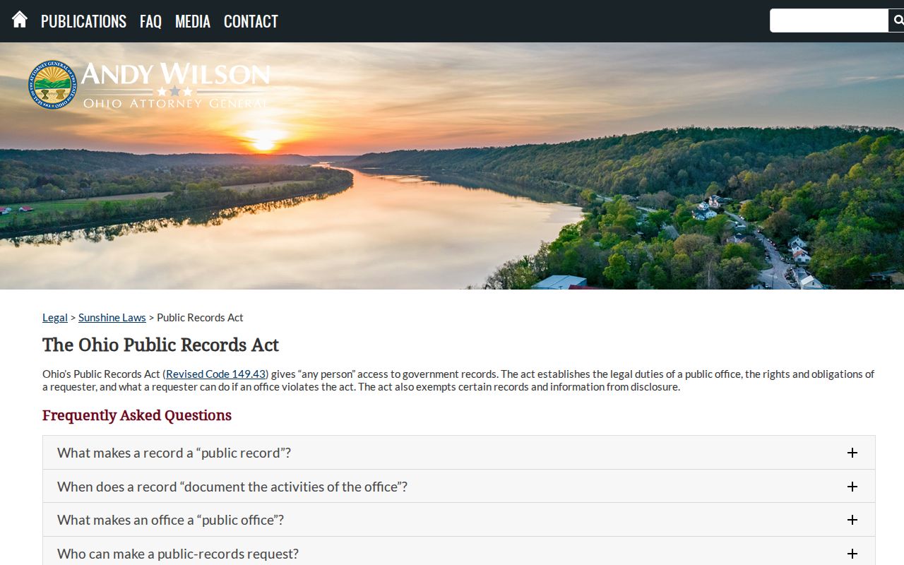 Marion residents directory Ohio Public Records Act guidance