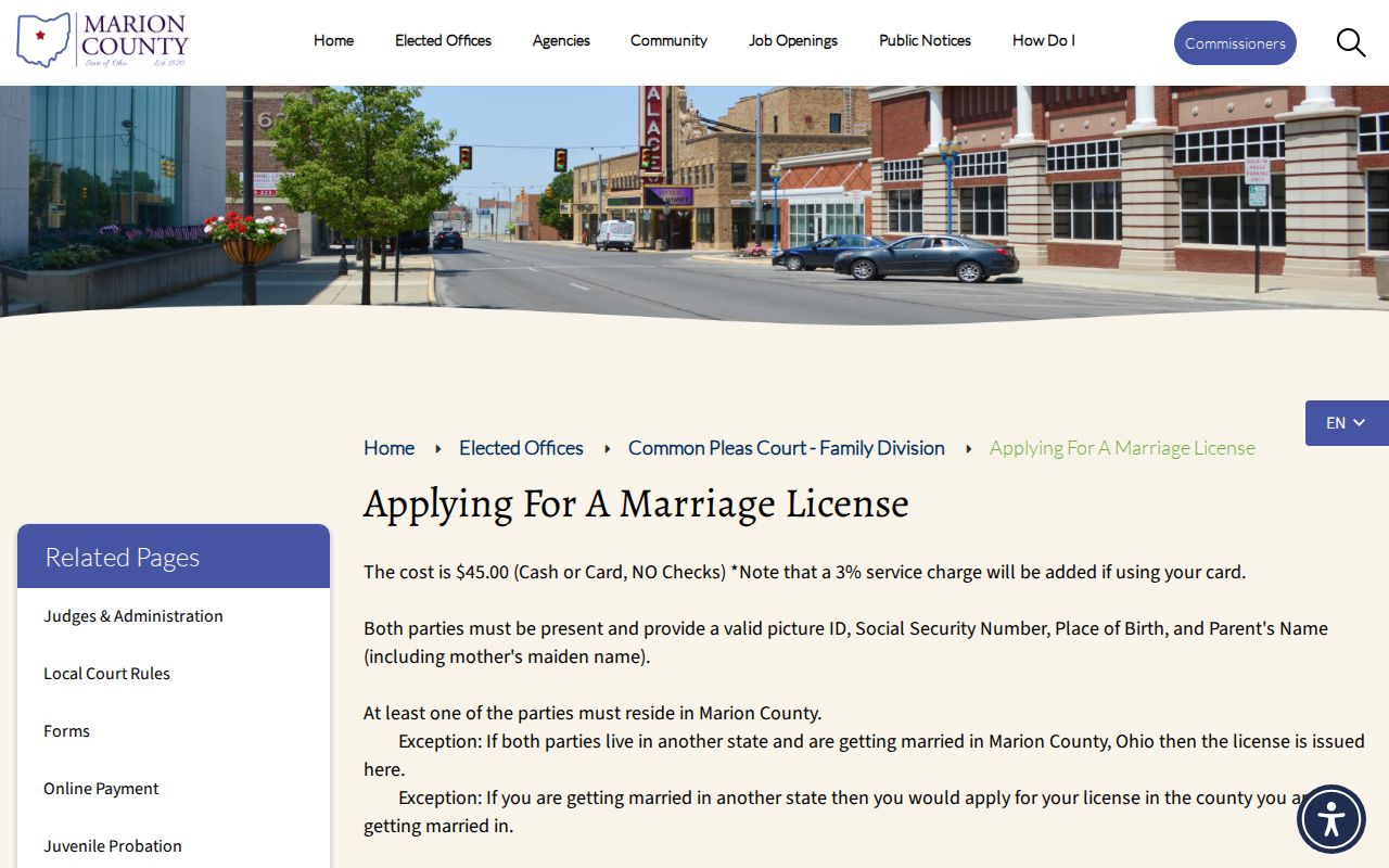 Marion resident lookup Family Division public record channel