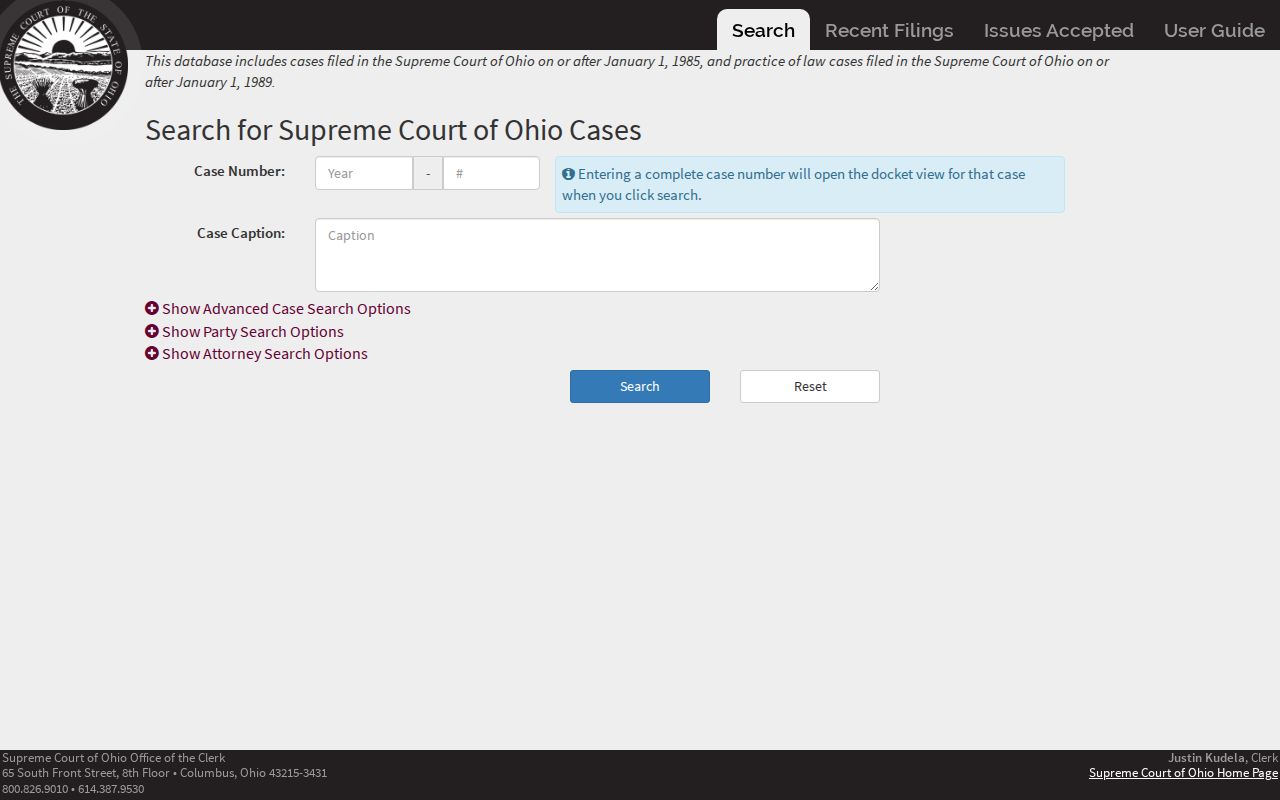 Marion resident lookup Ohio Supreme Court public docket