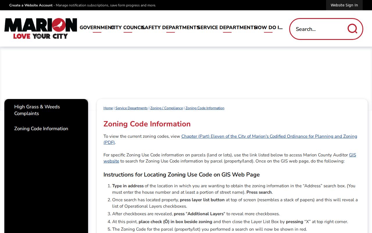 Marion street directory zoning and GIS address instructions