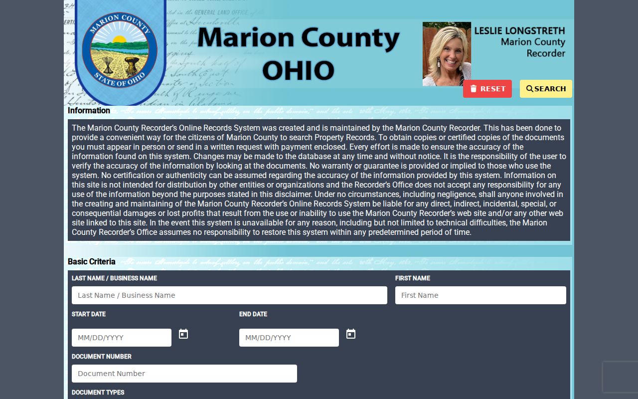 Marion street directory Recorder AVA address and document search